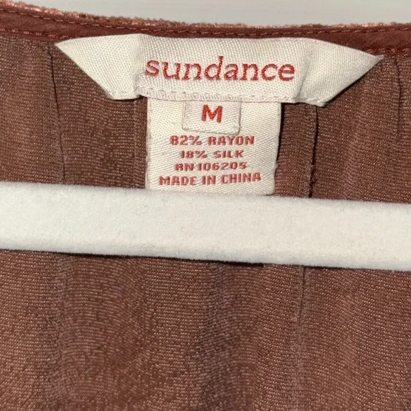 Sundance Velvet Peasant Blouse Rust Brown Silk Blend M - Picture 4 of 5